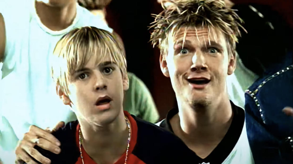  Screenshot of Aaron and Nick Carter from Not Too Young, Not Too Old music video. 
