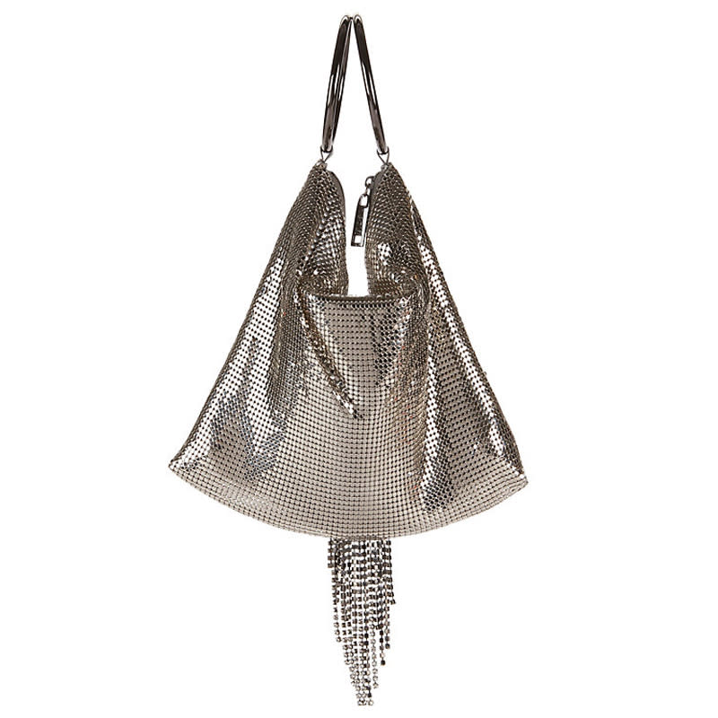 Whiting & Davis Mesh Fringe Double Ring Clutch