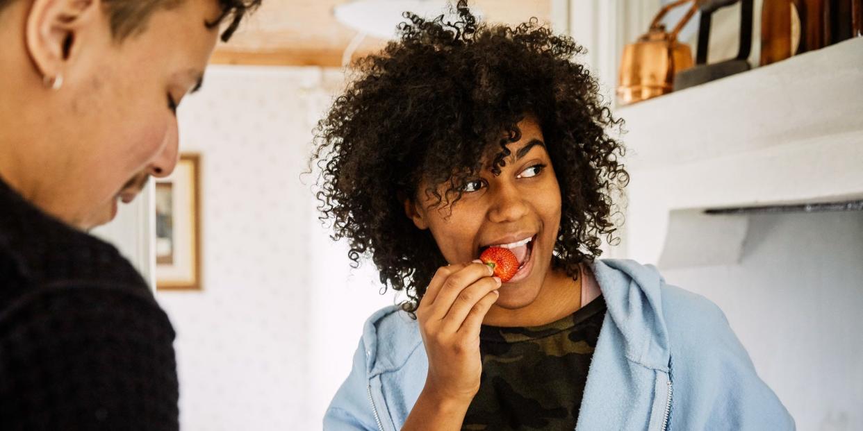 eating fruit strawberry