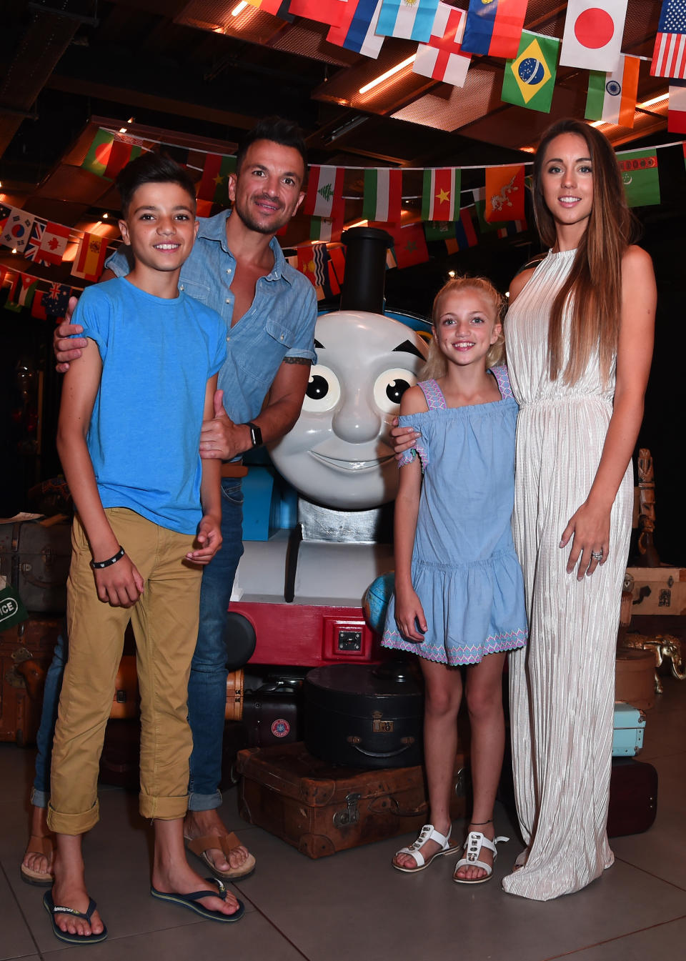 Emily Andrea with husband Peter Andre and step-children Junior and Princess in 2018. (Photo by Eamonn M. McCormack/Getty Images)