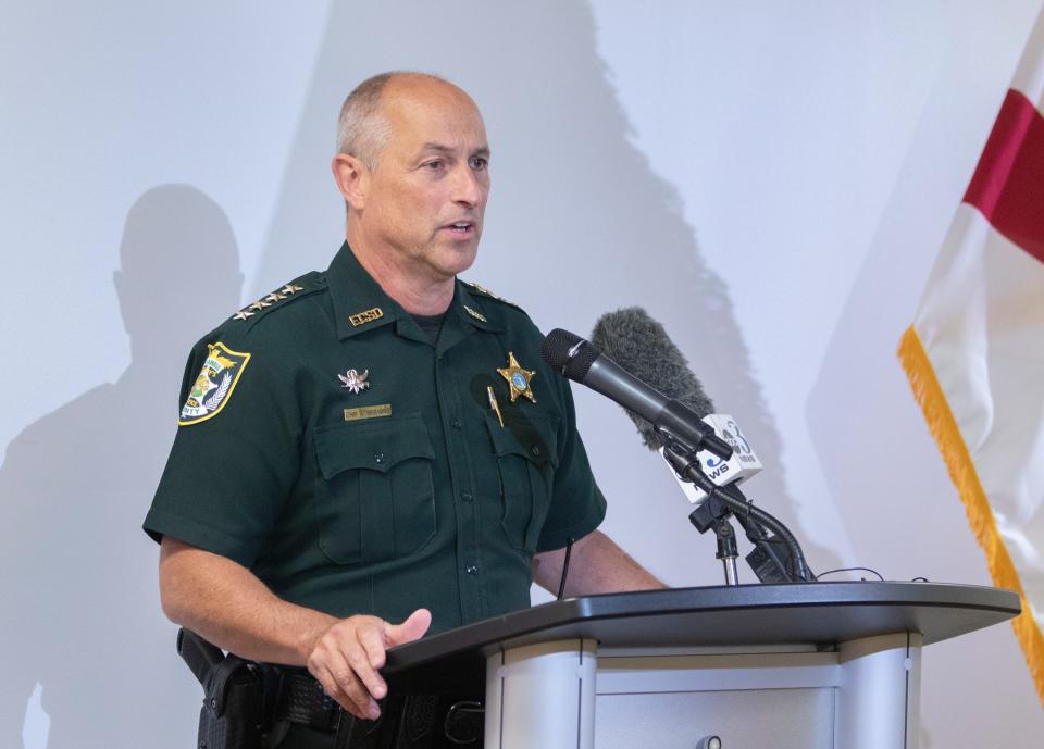 Sheriff Chip Simmons speaks during a press conference at the Escambia County Sheriff's Office in Pensacola on Monday, May 23, 2022.