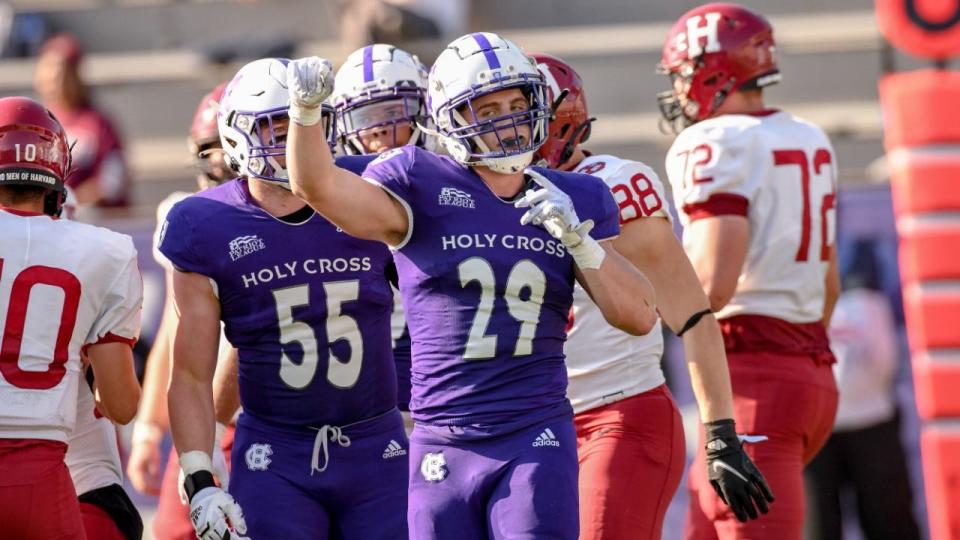 Holy Cross linebacker Liam Anderson says staying for a fifth year was "too good of an opportunity to pass up."