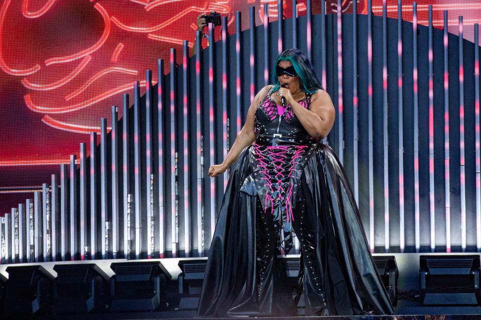 Lizzo, pictured here at Glastonbury Festival in June 2023, is being sued by her former dancers.