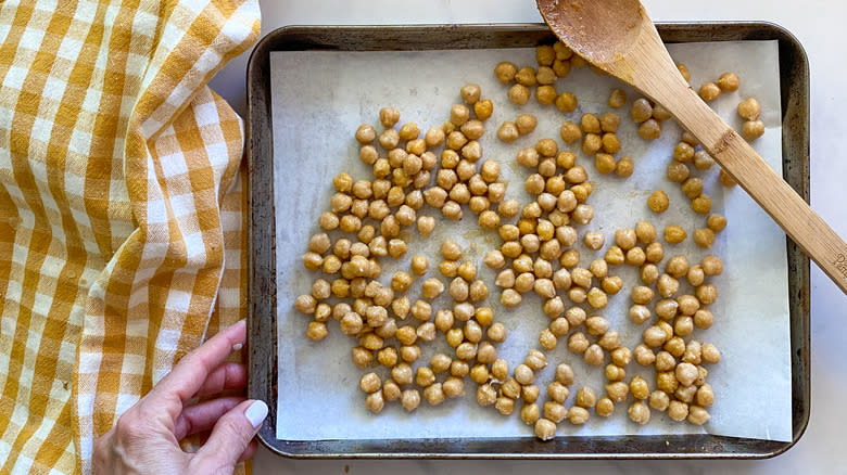 chickpeas on pan