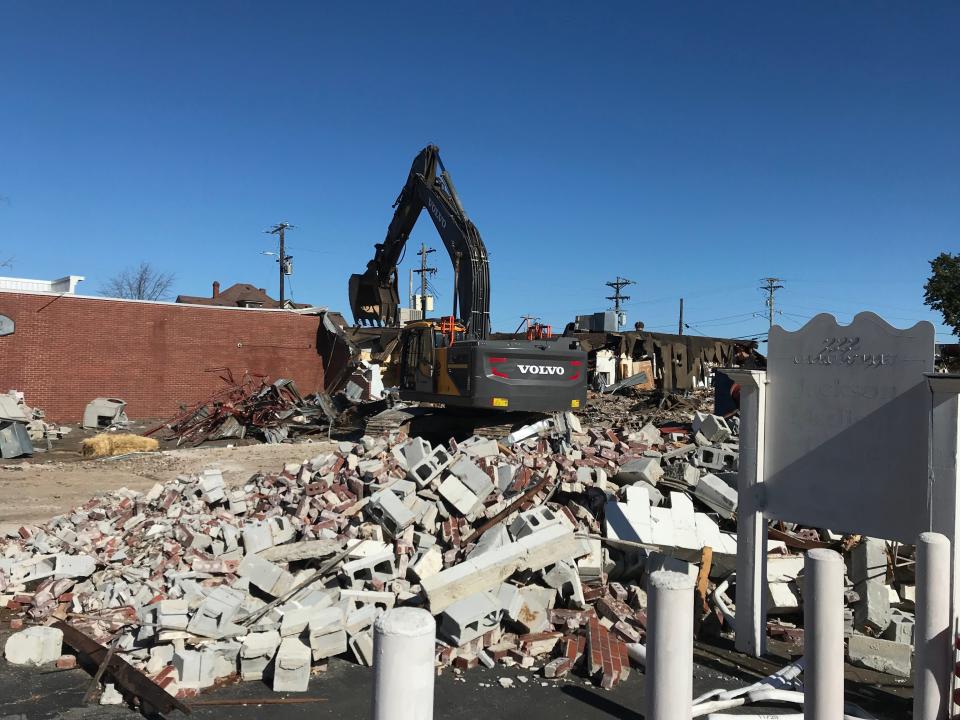 Demolition of the former Jackson Medical Clinic in October of 2021 at the Site of the corner of Church Street and East Rickert Ave in Downtown Dickson.