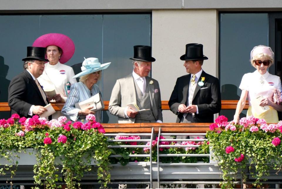 <p>Prince Charles and Camilla waited for the St. James's Palaces Stakes to begin with the Earl of Wessex. <br></p>