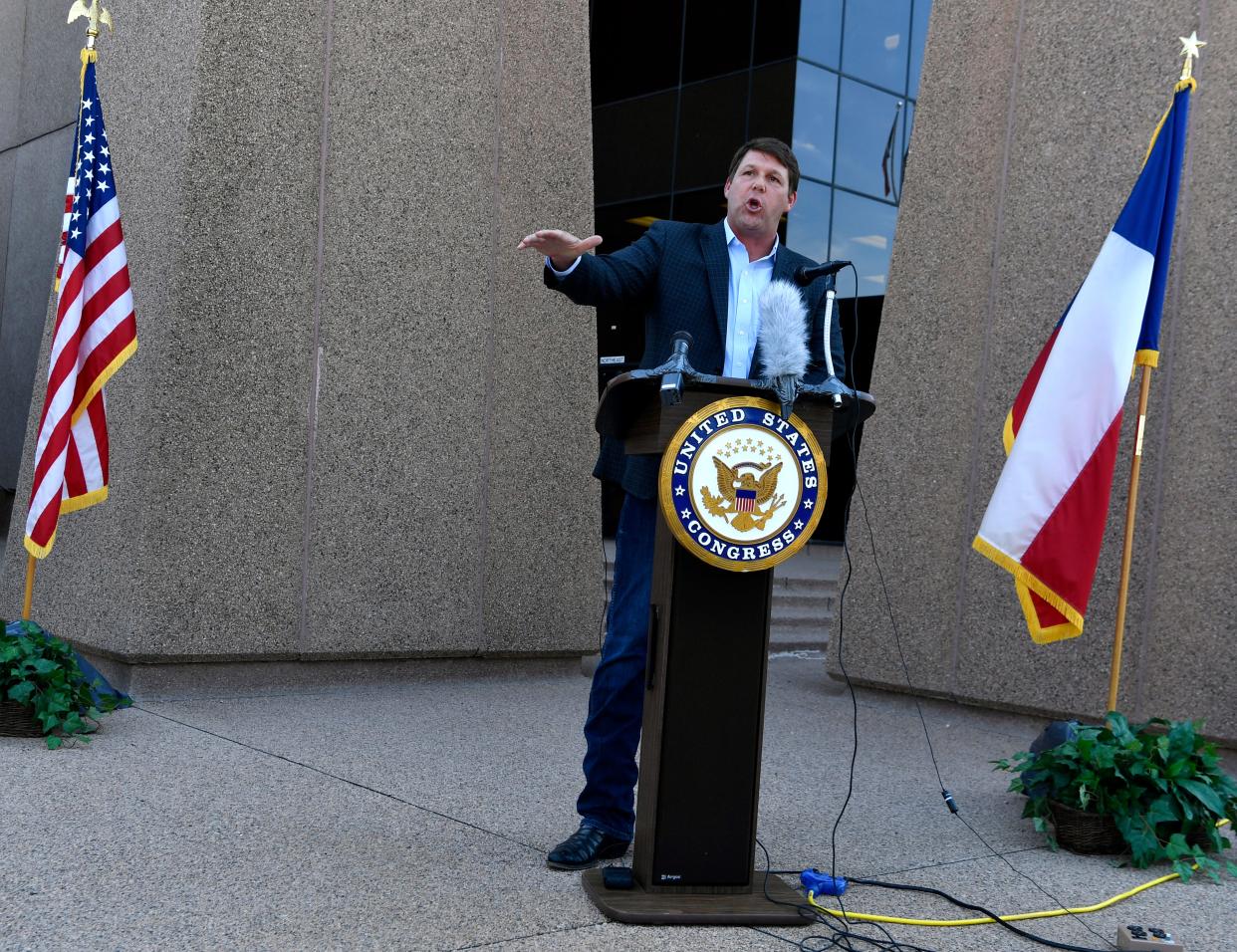 U.S. Rep. Jodey Arrington held an August press conference on the steps of the Taylor County Courthouse to address reports of immigrant detainees being released in Abilene. Arrington on Thursday announced his re-election bid.