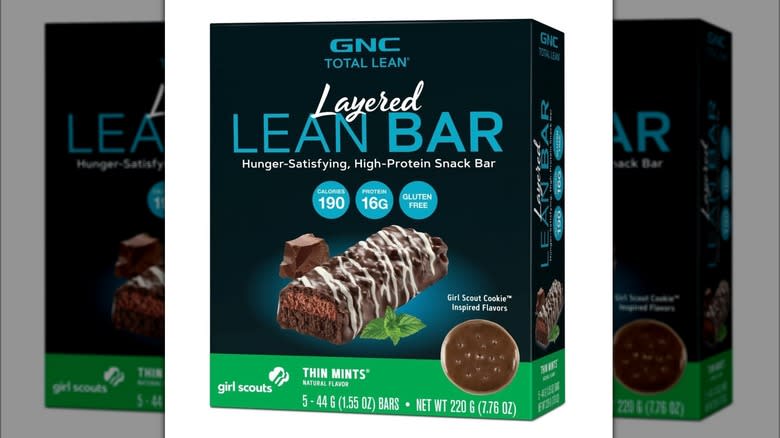 box of Thin Mints protein bars