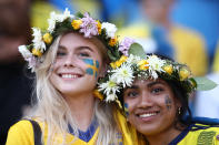 Sweden fans enjoy the pre match atmosphere prior to the 2019 FIFA Women's World Cup France group F match between Sweden and USA at Stade Oceane on June 20, 2019 in Le Havre, France. (Photo by Alex Grimm/Getty Images)