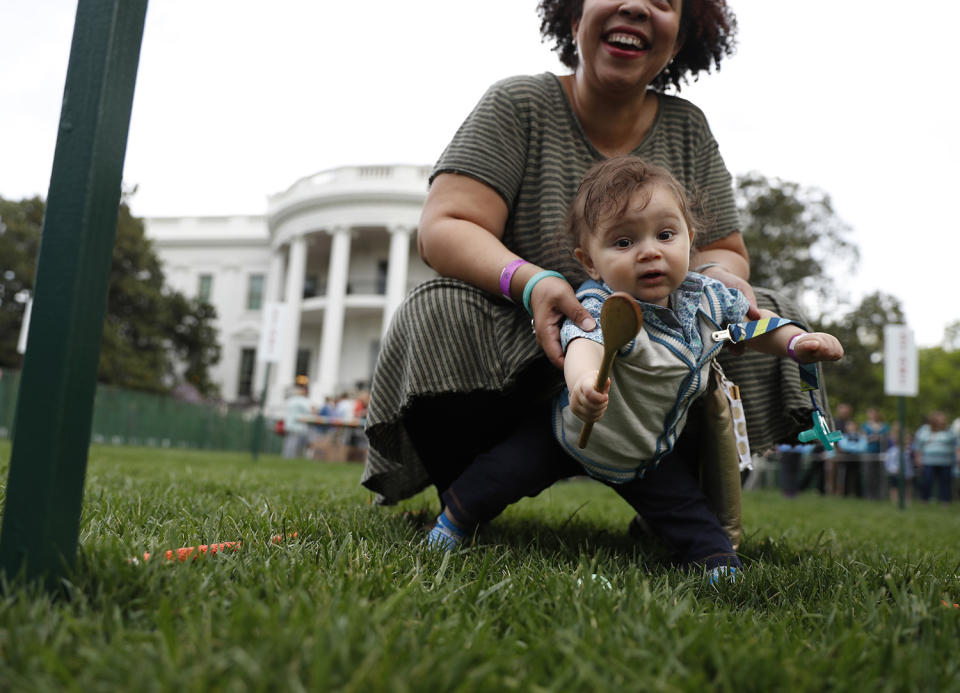 Woman and child at White House Easter Egg Roll