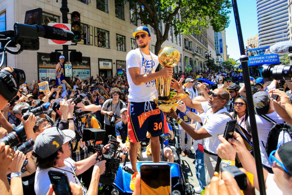 Not everybody’s too keen on sketching out another Warriors parade route before we even hit July 4. (Getty)