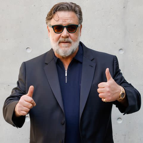 <p>Aitor Rosas Sune/WWD via Getty</p> Russell Crowe