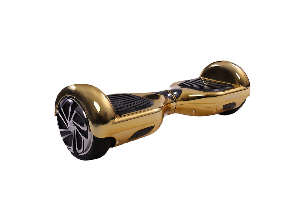 Why walk when you can hover on this gold-plated chrome hoverboard? So cool they’re officially banned in New York, but your friends back home will love it.