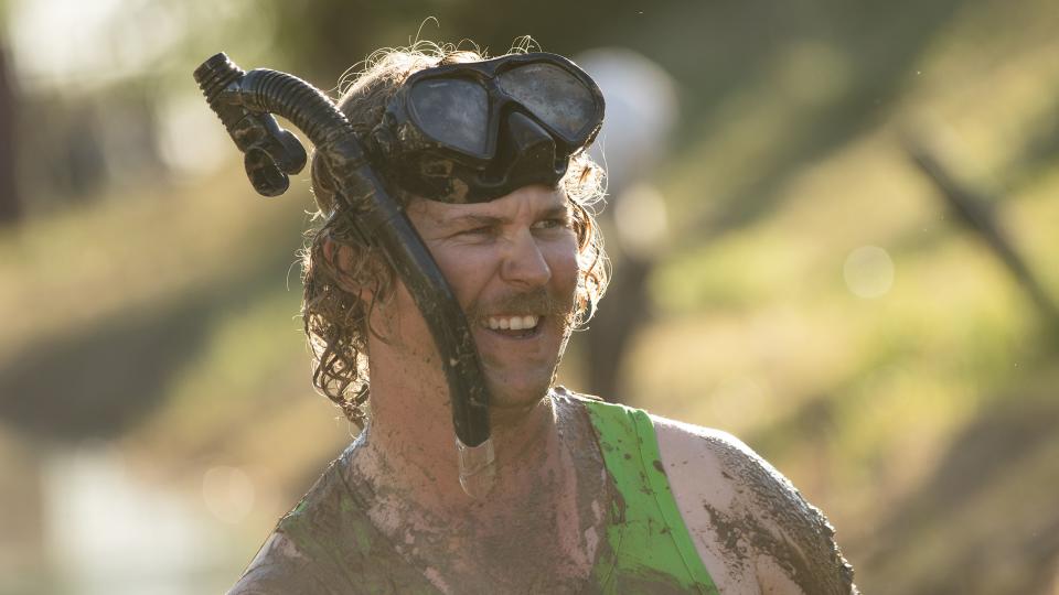 Neil Batt looks on as he prepares to race during a media opportunity at the bog snorkelling pit at the Dirt 'n' Dust Festival