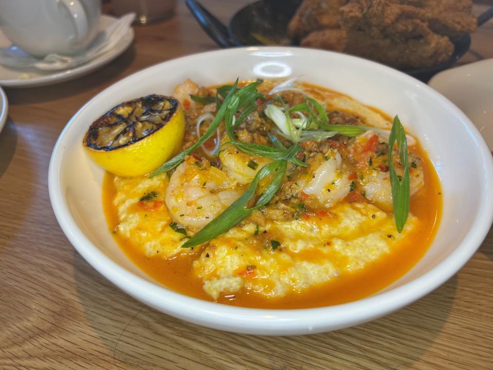Shrimp and grits at Tupelo Honey, the new Southern restaurant in downtown Des Moines.