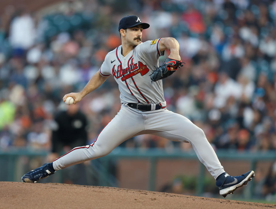 Spencer Strider繳出7局、失1分、9K優質先發，並以15勝4敗之姿獨佔聯盟勝投王。（MLB Photo by Lachlan Cunningham/Getty Images）