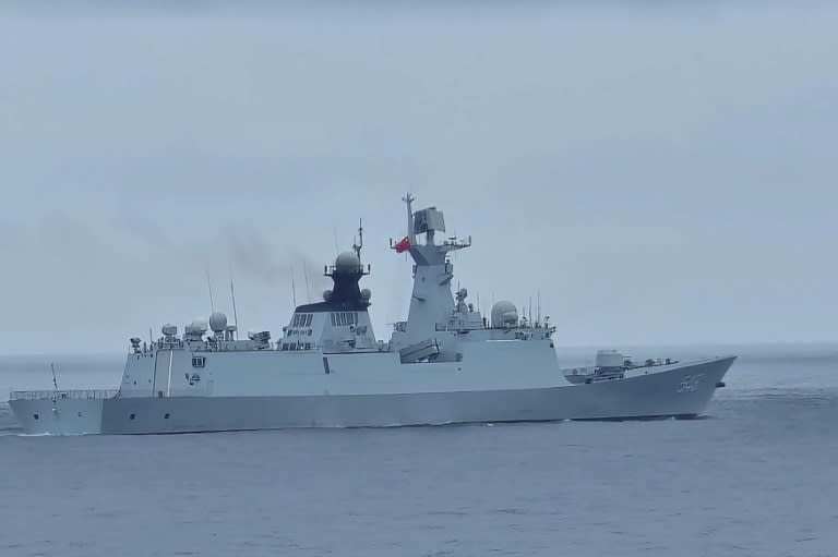 A Chinese military ship was photographed by the Taiwan Coast Guard on Thursday (Handout)