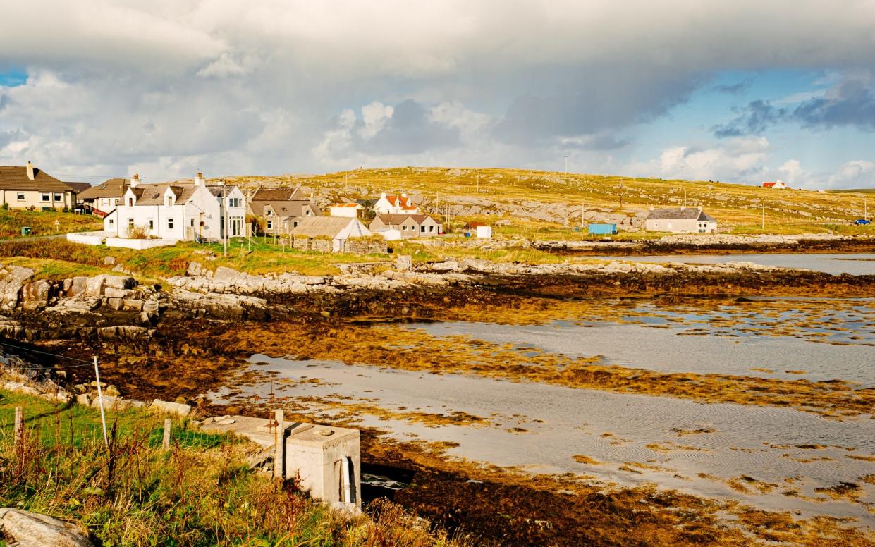 The largest village on the island of Berneray, linked to North Uist, part of the Outer Hebrides of Scotland - lucentius/iStockphoto