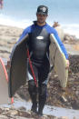 <p>The newly single actor took his board out to catch some waves in Malibu. (Photo: BACKGRID) </p>