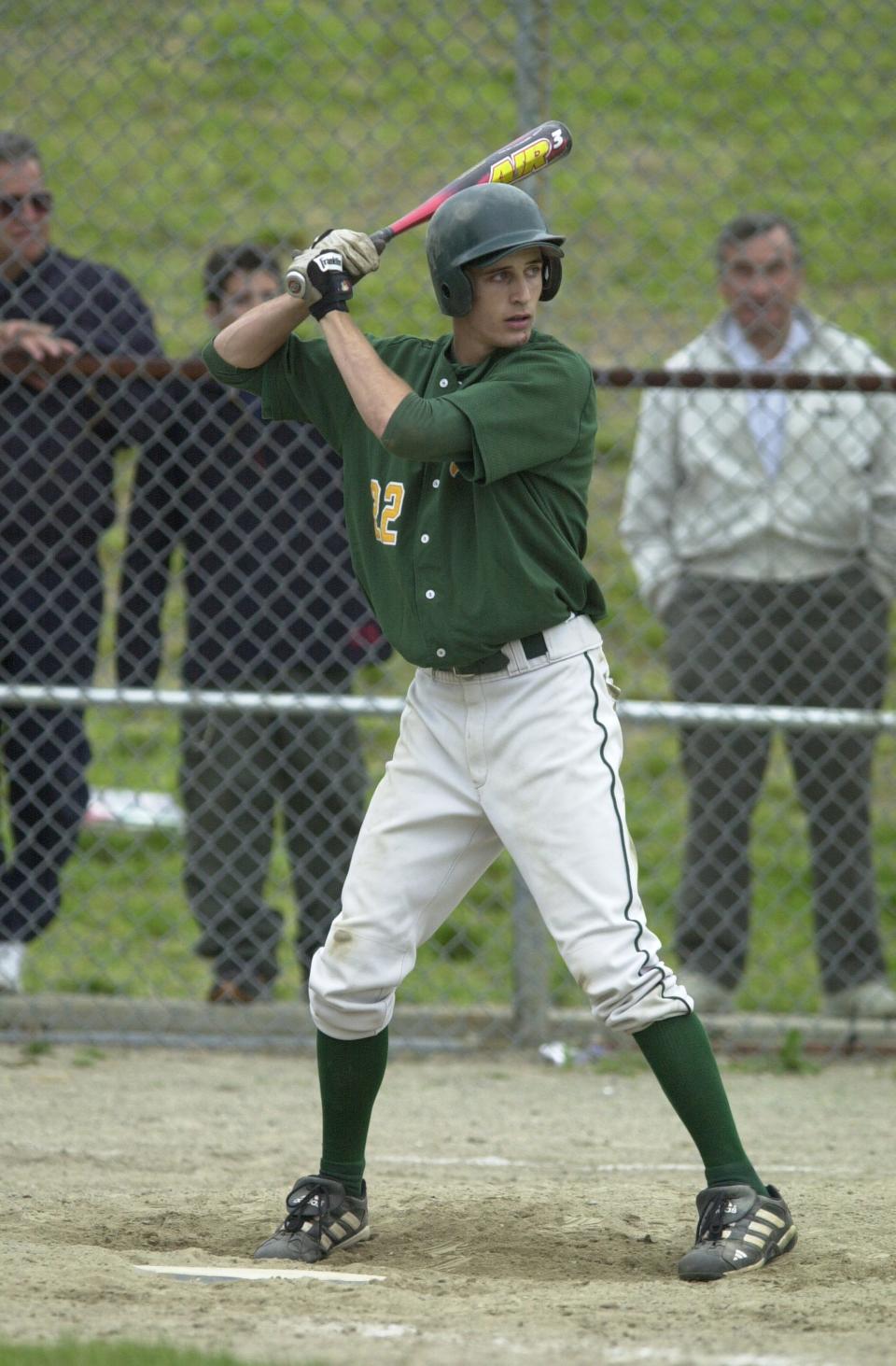 Rocco Baldelli batting for Bishop Hendricken in a Rhode Island Interscholastic League playoff game in 2003.