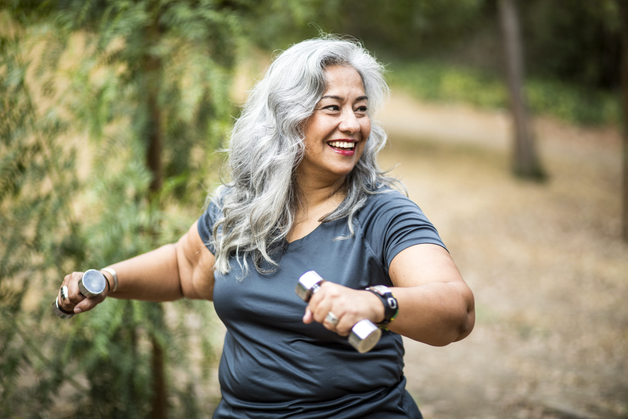 Woman exercising outside