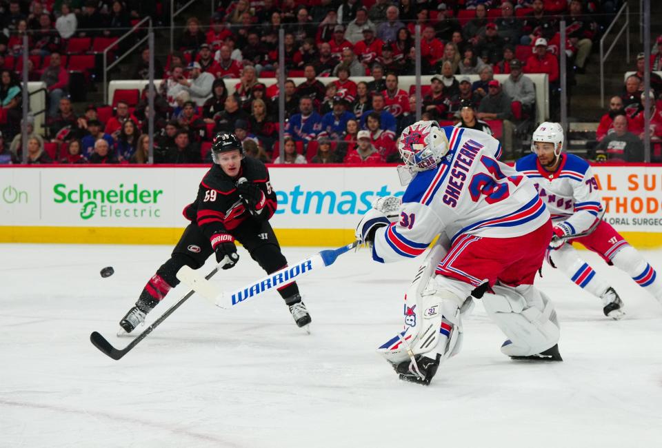 The New York Rangers and the Carolina Hurricanes face each other in the second round of the playoffs.