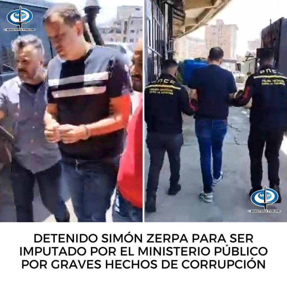 "Los detenidos son Tareck El Aissami, exministro del petróleo y expresidente de Pdvsa; Simón Alejandro Zerpa, exministro de Economía y Finanzas y expresidente del FONDEN vinculados de manera directa a ambos ciudadanos", comunicó el Fiscal.