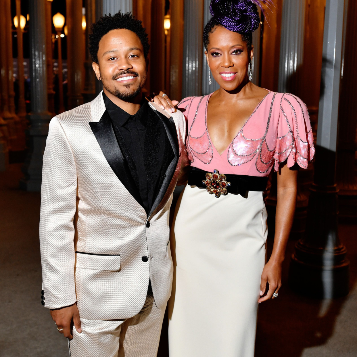  Ian Alexander Jr. and Regina King, wearing Gucci, attend the 2019 LACMA Art + Film Gala Presented By Gucci at LACMA on November 02, 2019 in Los Angeles, California. . 