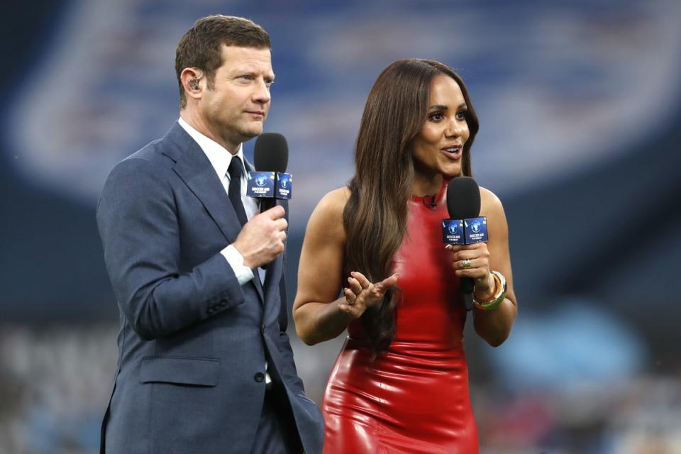 Dermot O'Leary and Alex Scott co-hosting Soccer Aid 2023 (PA)