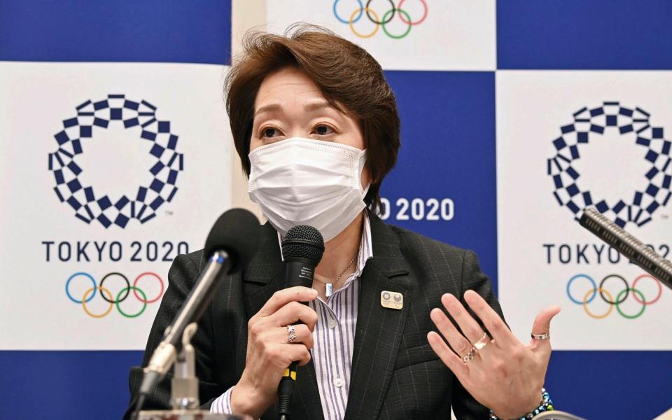 Tokyo 2020 Organising Committee President Seiko Hashimoto speaks during a regular press conference in Tokyo on 2 July 2021 - Olympics Tokyo Fans/Kyodo News