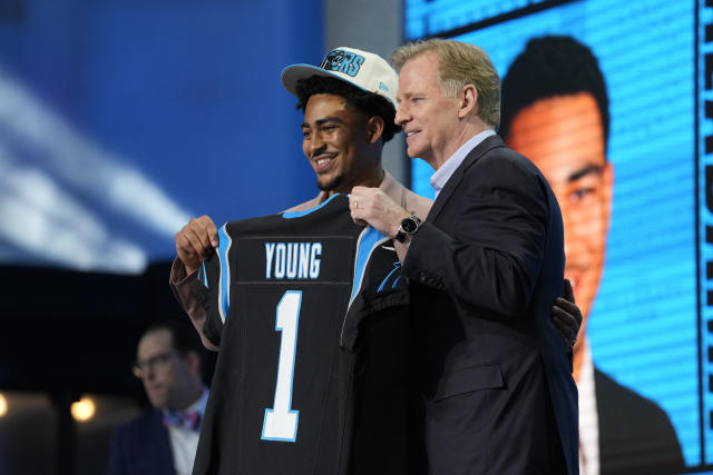Bryce Young, the top pick of the NFL draft to the Carolina Panthers, is among the favorites to win NFL offensive rookie of the year. (AP Photo/Steve Luciano)