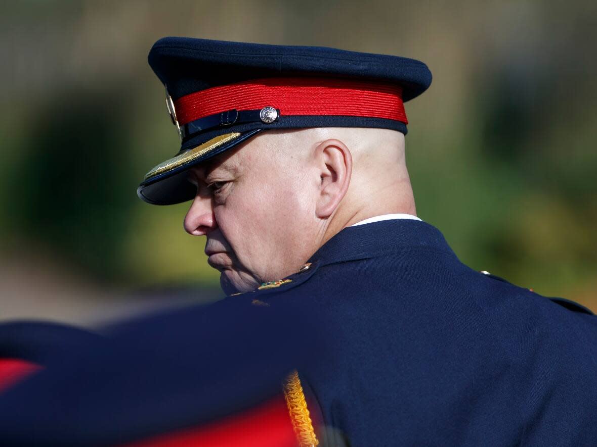 Toronto's new Police Chief Myron Demkiw, seen here in Toronto on Sept. 21, 2022, was sworn into his new role on Monday, Dec. 19. Members of Toronto's LGBTQ+ community are requesting a public meeting with mayor John Tory to discuss Demkiw's appointment.  (Cole Burston/CBC - image credit)