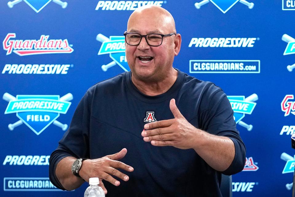 Guardians manager Terry Francona discusses his decision to step away from baseball during a news conference, Tuesday, Oct. 3, 2023, in Cleveland.