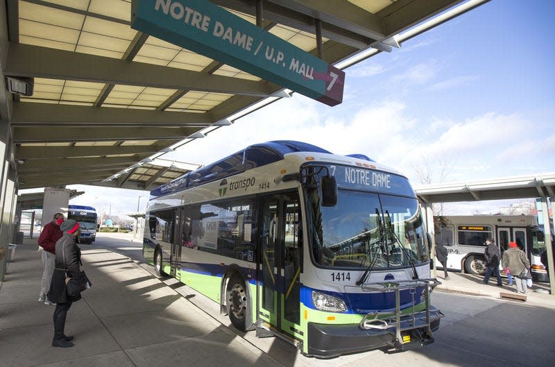 Transpo announced Thursday that it is increasing starting pay for bus drivers by 40% to $20 an hour in an effort to fill open positions that have led to missed routes and driver burnout this year. 
(South Bend Tribune, Santiago Flores)