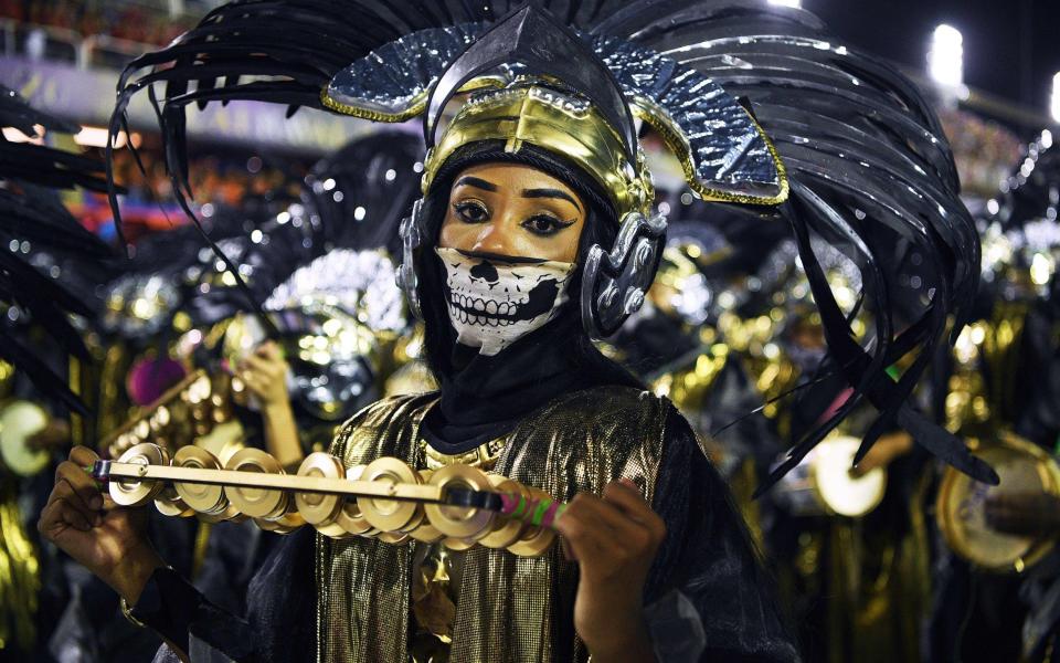 A performer inside the Sambadrome