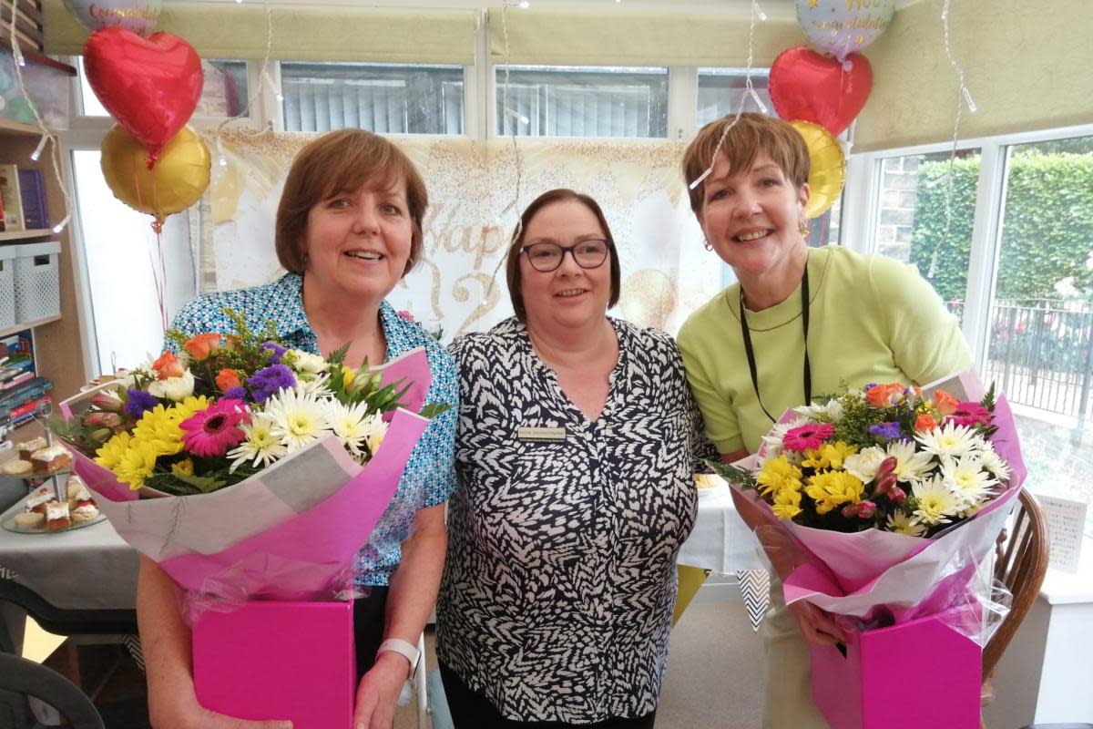 From left, Jane Pitts, director/owner, Susan Corbet, quality services training manager and longest serving member of staff, and Sally Gill, director /owner of Wellington House Nursing Home <i>(Image: UGC)</i>