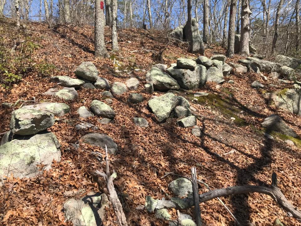 A red-blazed trail follows the Charlestown Moraine, formed 15,000 years ago by a retreating glacier.