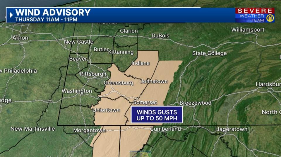 Wind Advisory for Thursday, April 11.