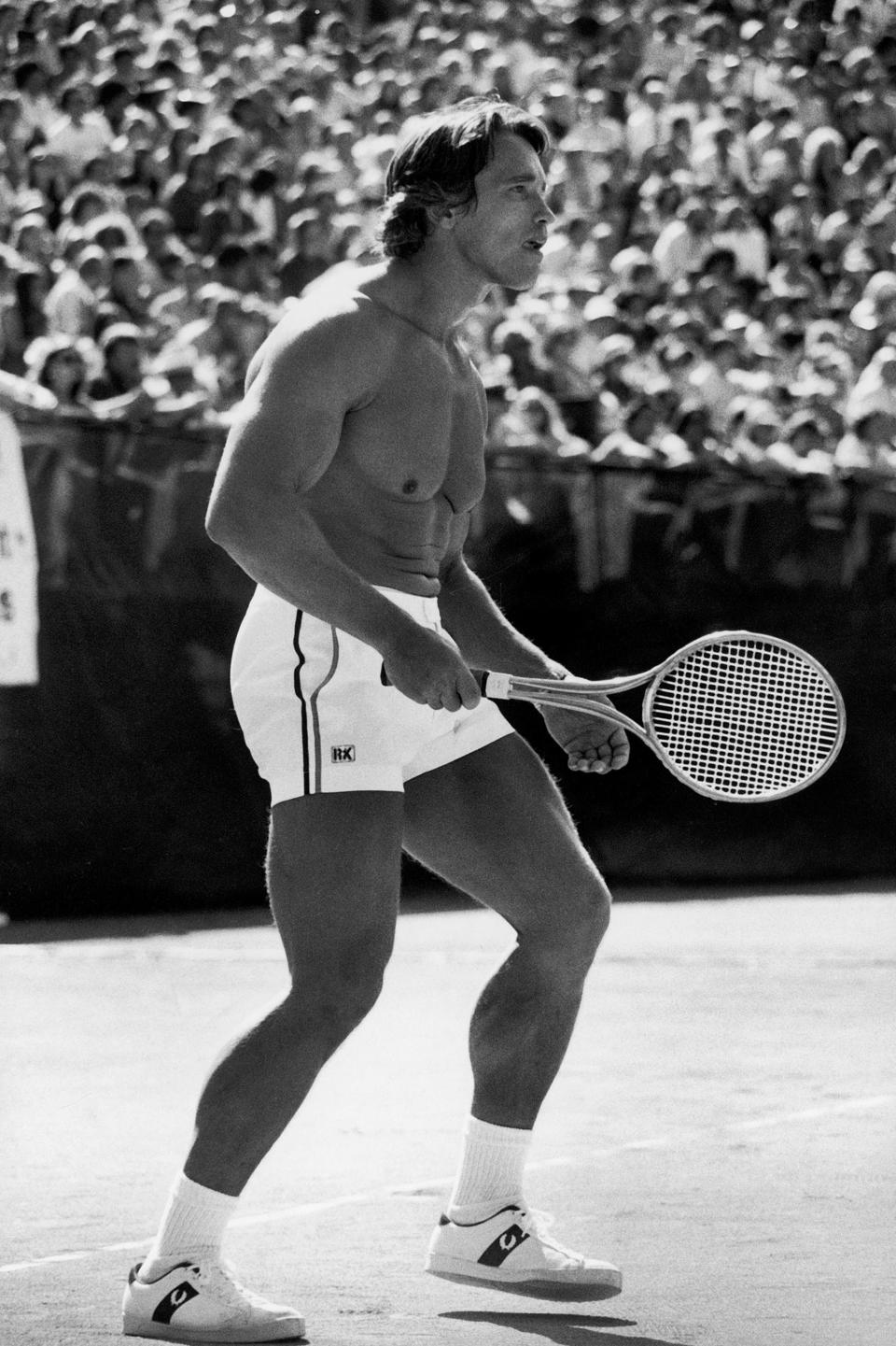 ARNOLD SCHWARZENEGGER
New York City, 1978
Don’t sleep on the combination of ’70s hair flow, retro tennis fit, and overdeveloped pecs.