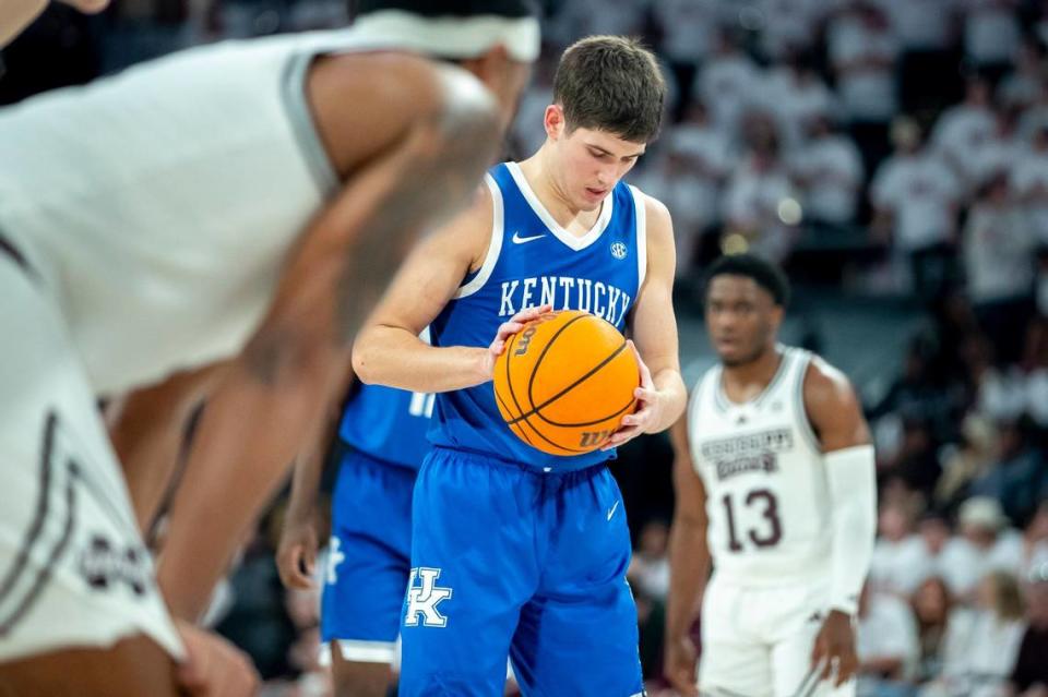 Kentucky guard Reed Sheppard hasn’t missed a free throw since Feb. 3, and he’s 16-of-16 from the line over the Wildcats’ last 10 games.