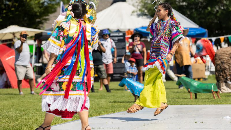 Girls from Oaxaca en Utah perform at La Guelaguetza at Heritage Park in Kaysville on Saturday, July 22, 2023. La Guelaguetza is an event held to celebrate the rich culture and traditions of Oaxaca, Mexico.