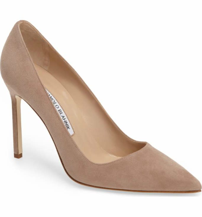 manolo blahnik suede bb pump