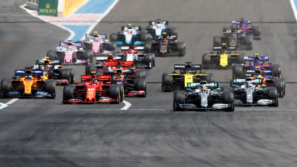 Formula One F1 - French Grand Prix - Circuit Paul Ricard, Le Castellet, France - June 23, 2019       Mercedes' Lewis Hamilton after the start of the race   REUTERS/Jean-Paul Pelissier