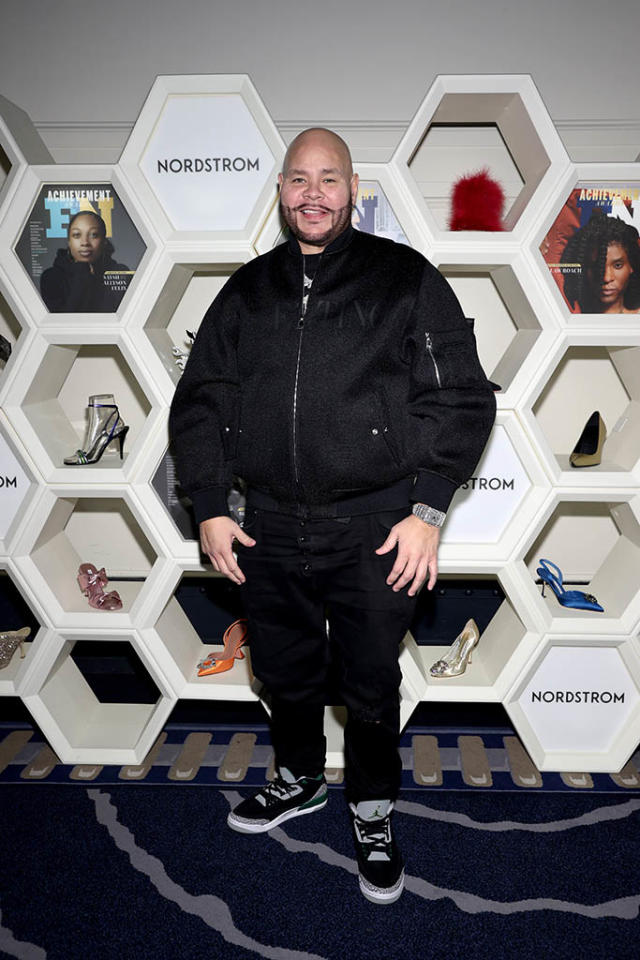 Fat Joe wearing Louis Vuitton x Nike Air Force 1 by Virgil Abloh