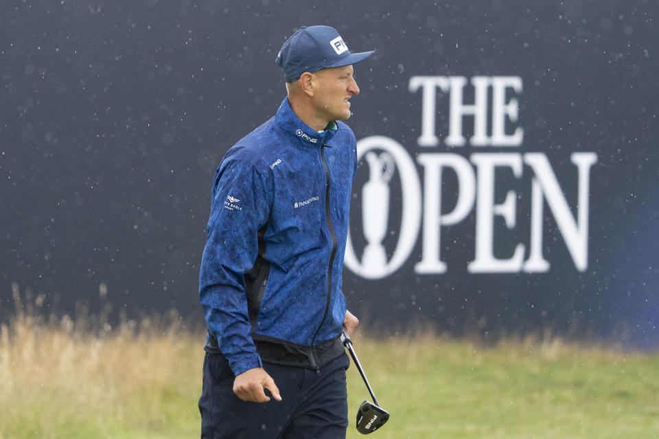 Adrian Meronk watches his putt on the third hole during a practice round of The Open Championship golf tournament at Royal Liverpool. Mandatory Credit: Kyle Terada-USA TODAY Sports