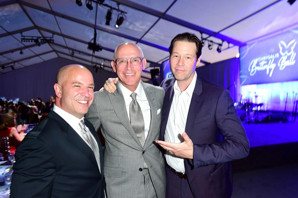 (L-R) Nathan Kahane, Joe Drake, and Ike Barinholtz attend the 2023 Chrysalis Butterfly Ball at Petersen Automotive Museum on September 30, 2023 in Los Angeles, California.