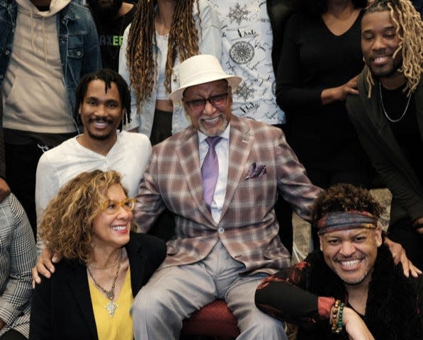 Duke Fakir of the Four Tops (center) poses with L.A. actors and writer Kathleen McGhee-Anderson, who penned the script for the Tops' musical, "I'll Be There."