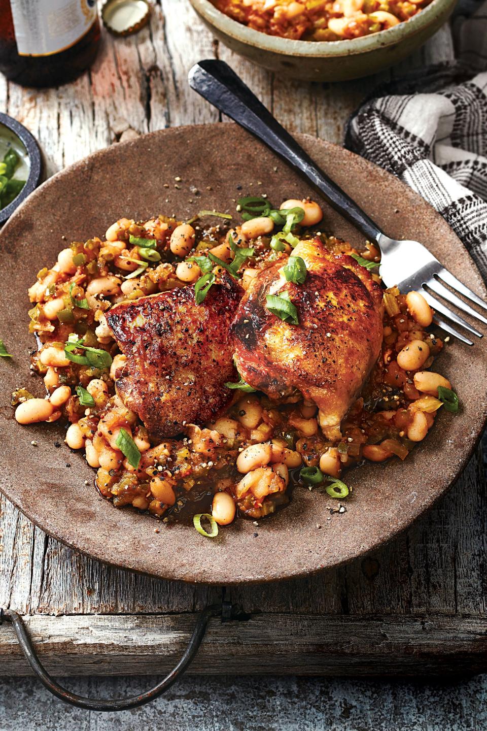Chicken Thighs and BBQ Beans