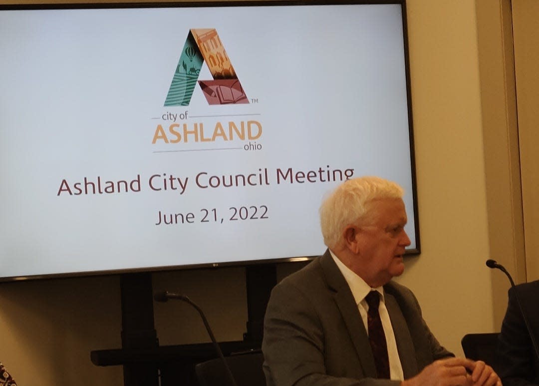 City Finance Director Larry Paxton explains the 2023 tax budget process to members of Ashland City Council during Tuesday's meeting.