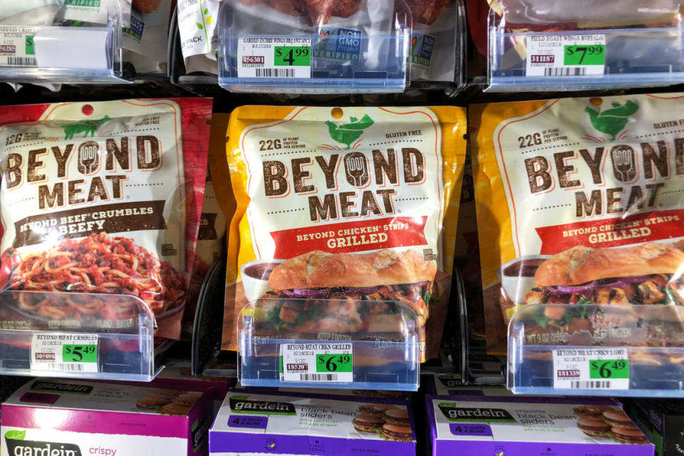 <div class="inline-image__caption"><p>Products from Beyond Meat Inc, the vegan burger maker, are shown for sale at a market in Encinitas, California, U.S., June 5, 2019. </p></div> <div class="inline-image__credit">MIKE BLAKE/REUTERS</div>